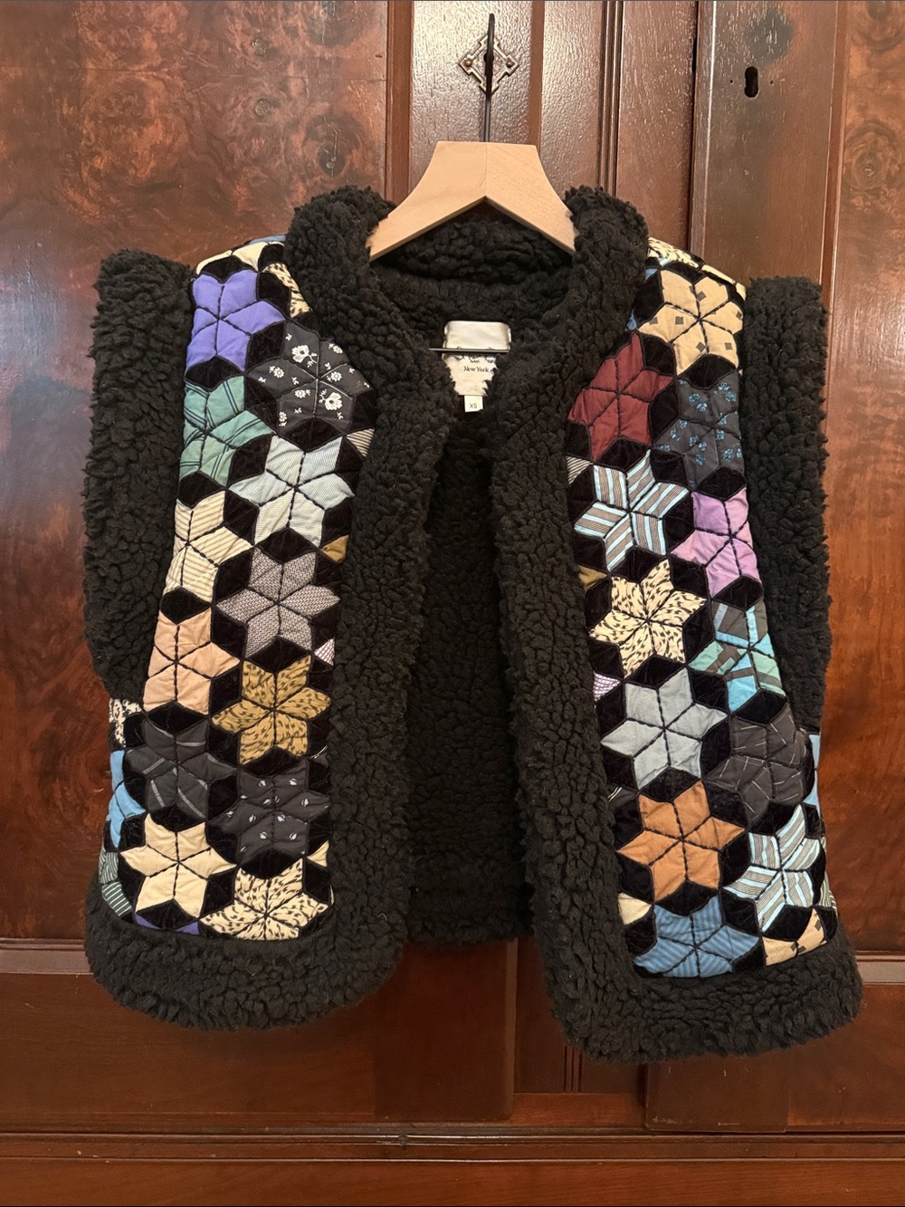Sea New York Estrella Star Print Quilted Fleece Trim Vest